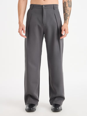 Wide Leg Single Pleat Trousers