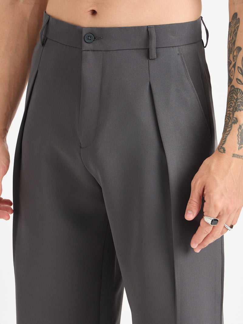 Wide Leg Single Pleat Trousers