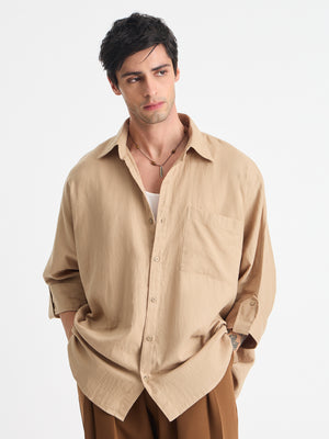 Solid Oversize Fit Kimono Shirt