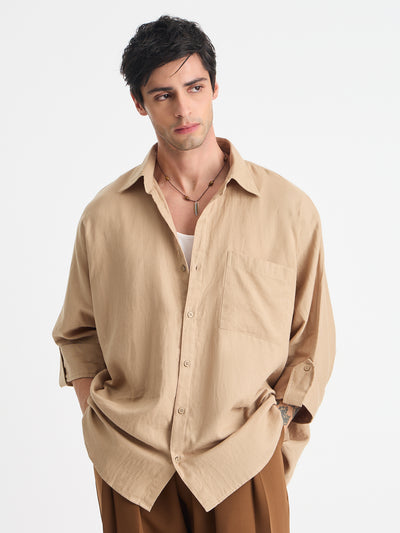 Solid Oversize Fit Kimono Shirt