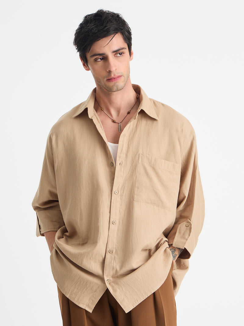 Solid Oversize Fit Kimono Shirt