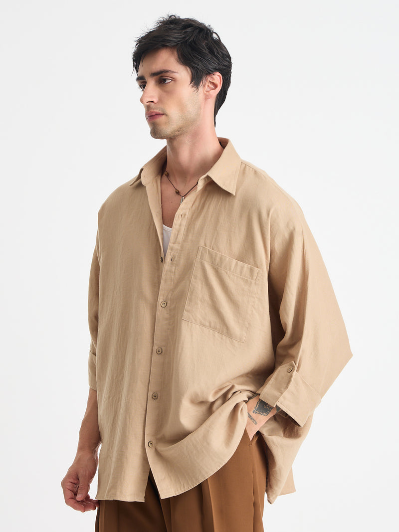 Solid Oversize Fit Kimono Shirt