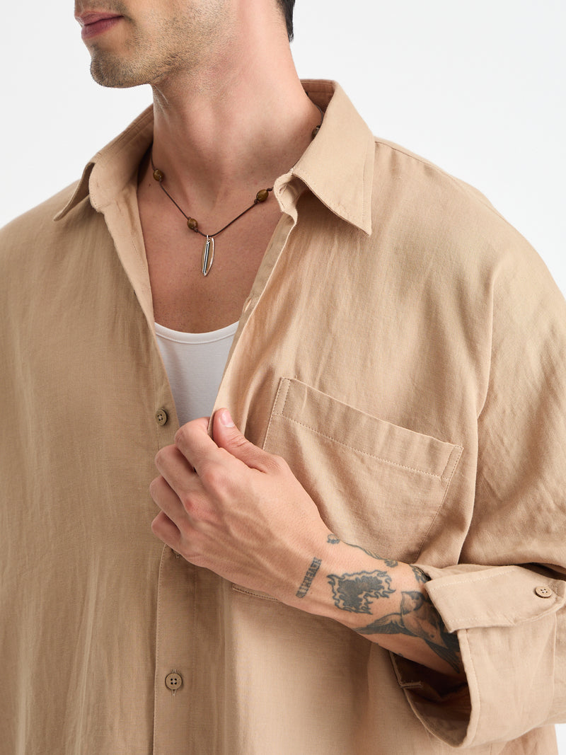 Solid Oversize Fit Kimono Shirt