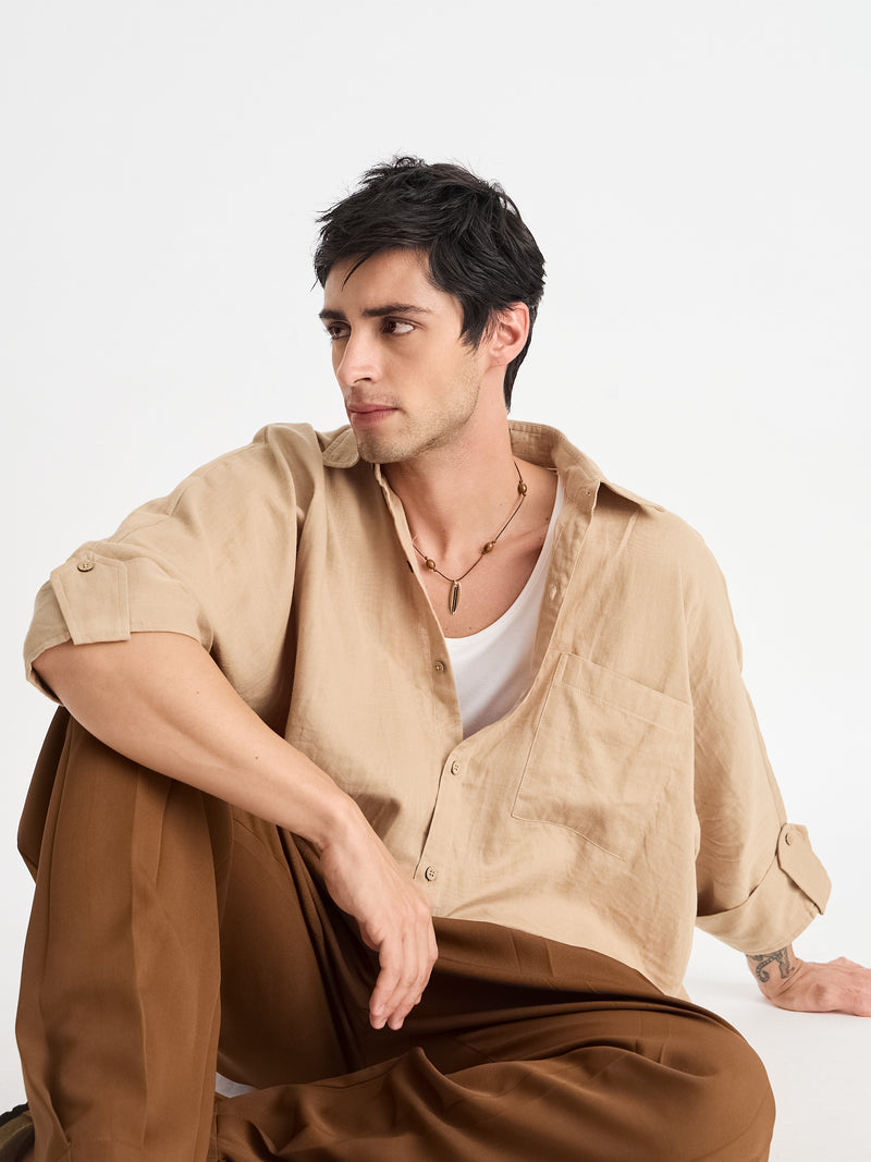 Solid Oversize Fit Kimono Shirt