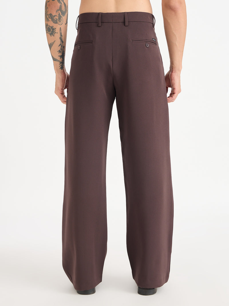 Wide Leg Single Pleat Trousers