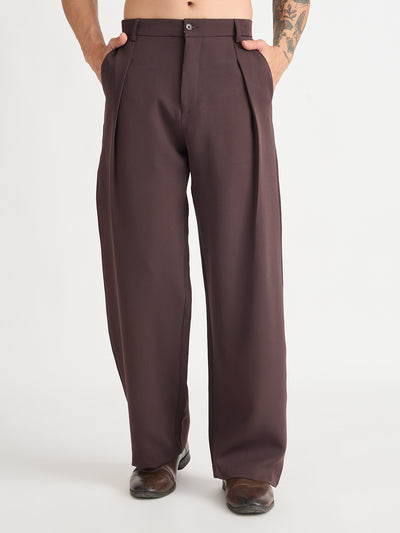 Wide Leg Single Pleat Trousers