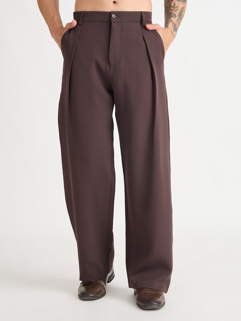 Wide Leg Single Pleat Trousers