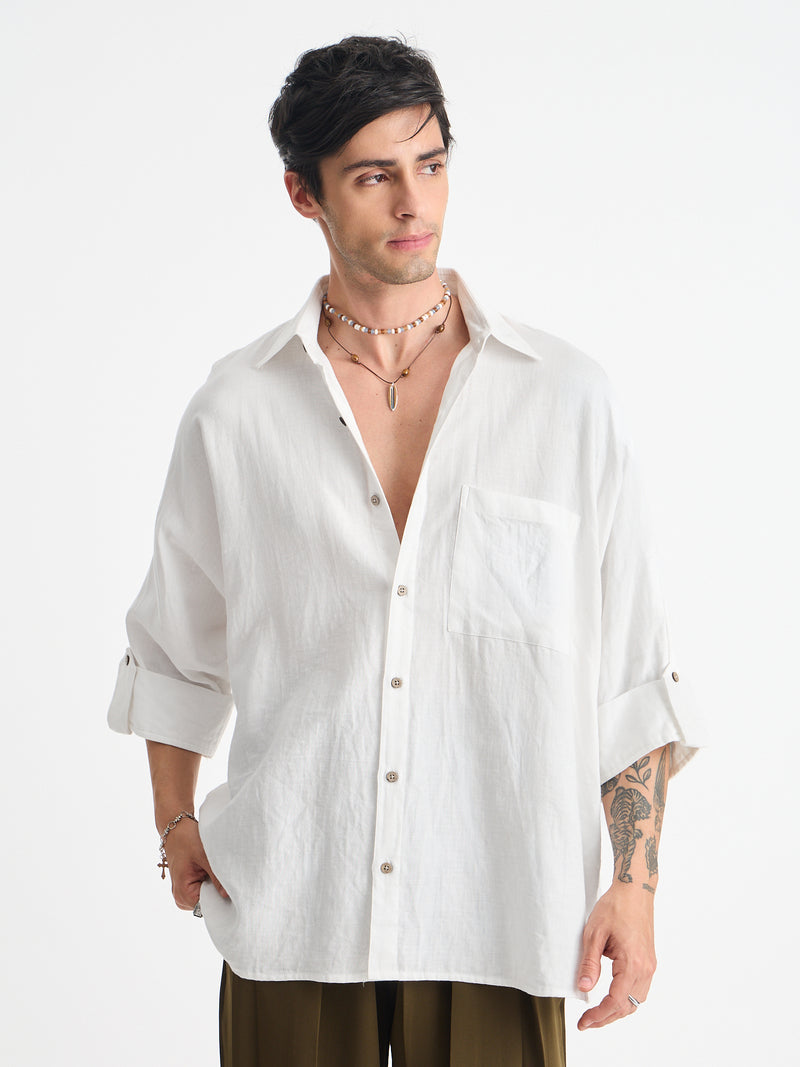 Solid Oversize Fit Kimono Shirt