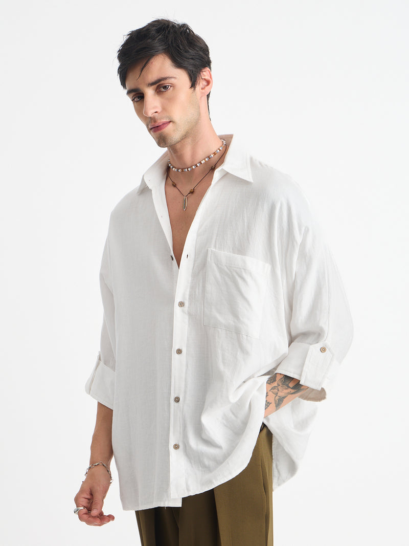 Solid Oversize Fit Kimono Shirt
