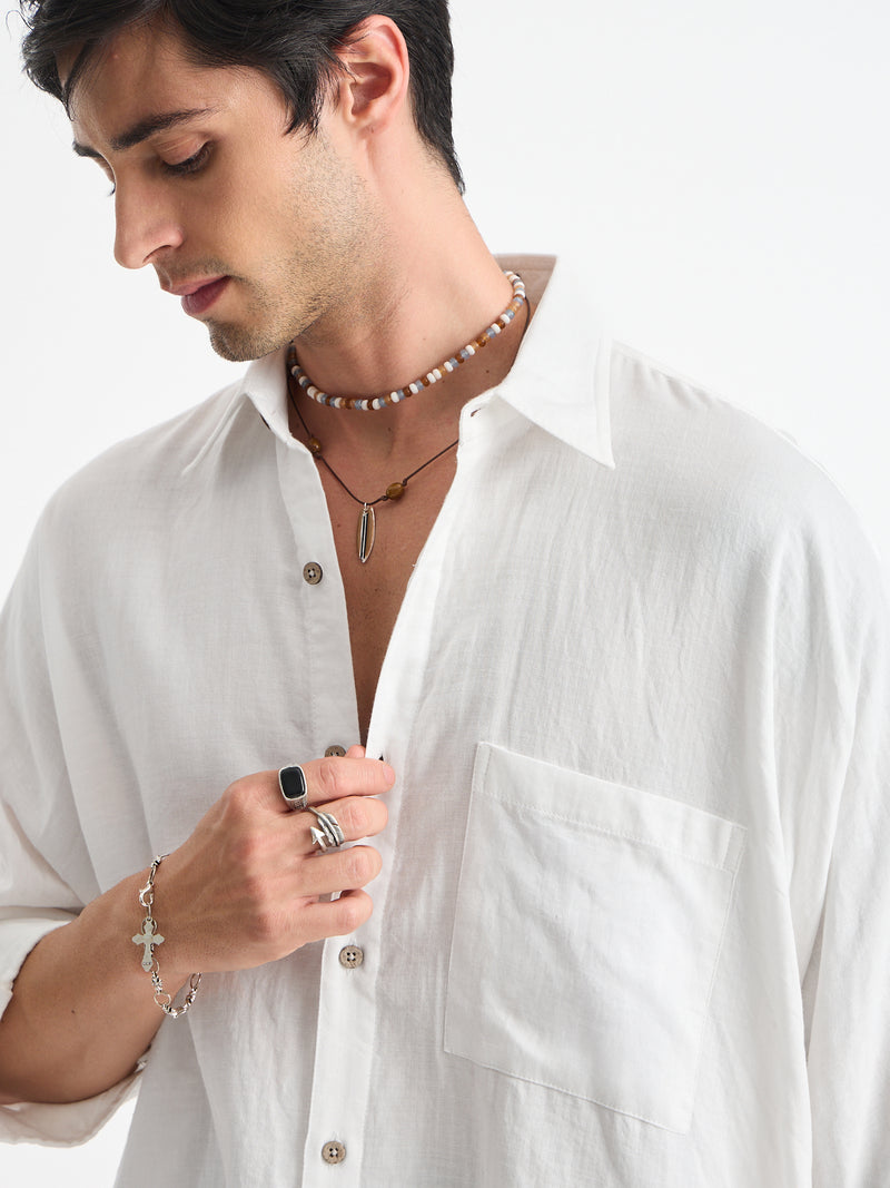 Solid Oversize Fit Kimono Shirt