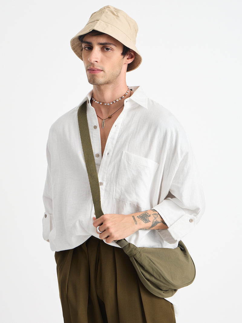 Solid Oversize Fit Kimono Shirt