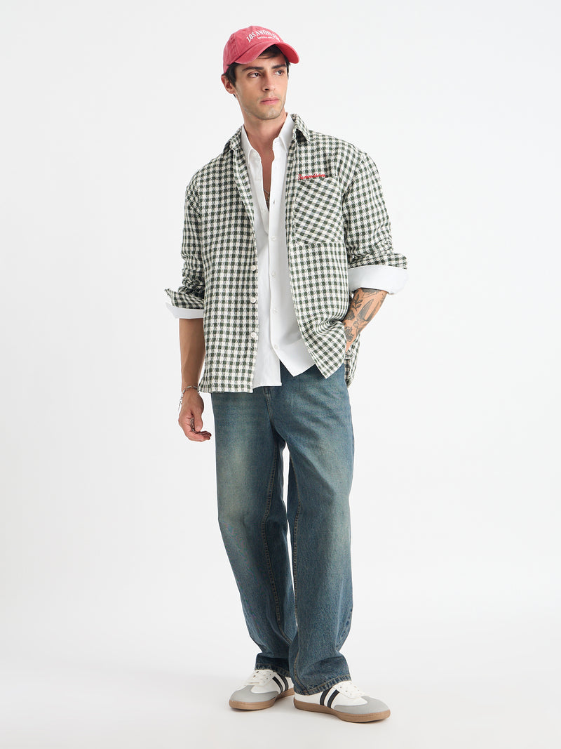Front Pleated Baggy Fit Jeans