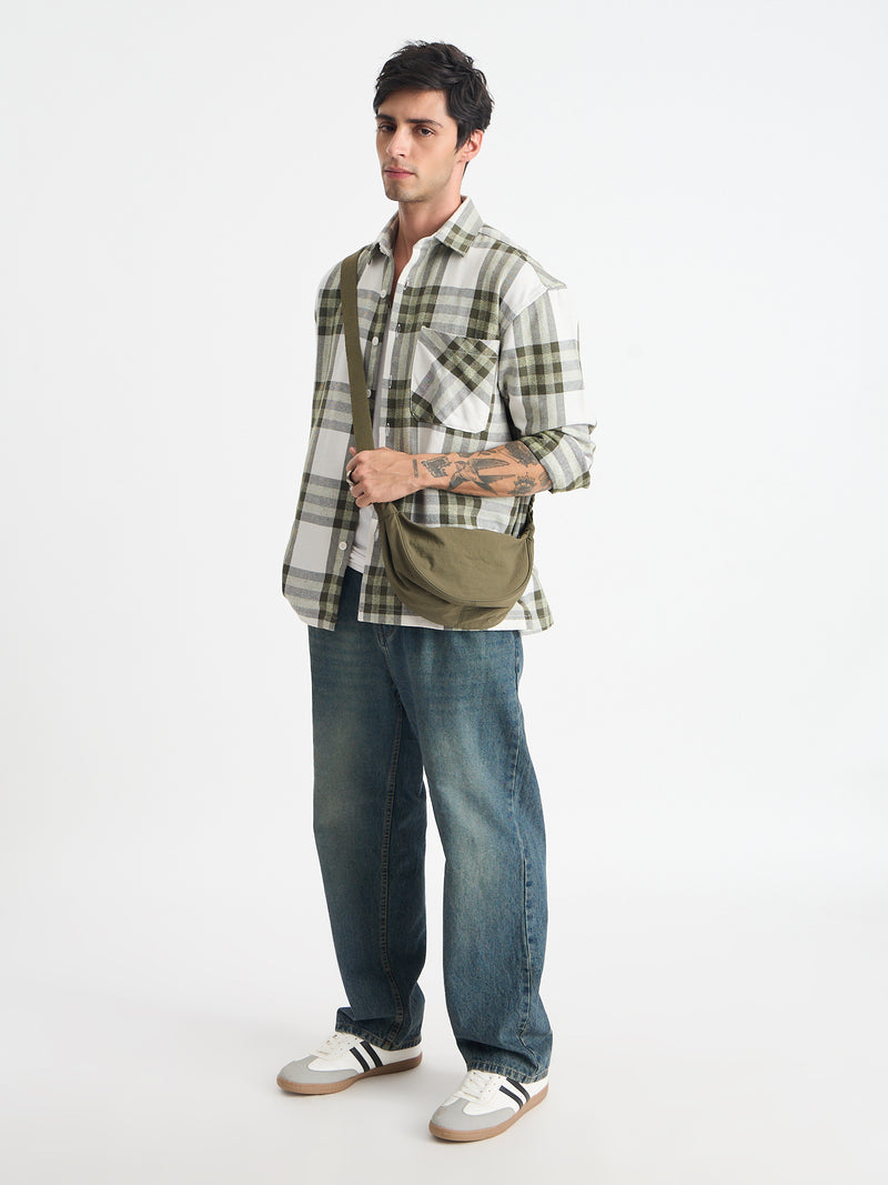 Front Pleated Baggy Fit Jeans