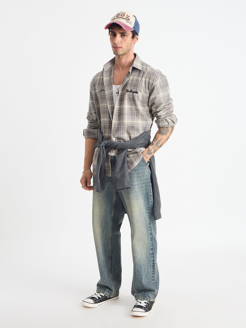Front Pleated Baggy Fit Jeans