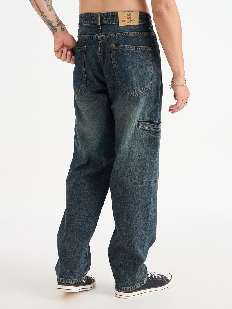 Cut & Sew Baggy Fit Jeans