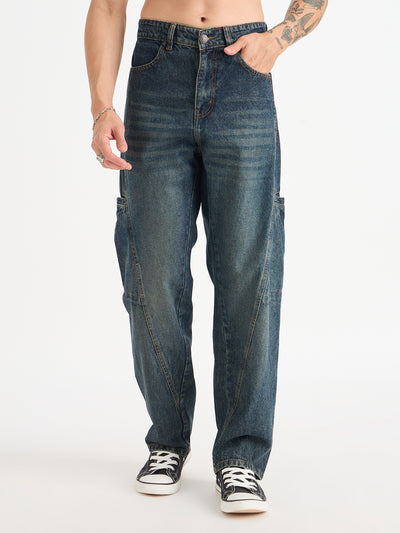 Cut & Sew Baggy Fit Jeans