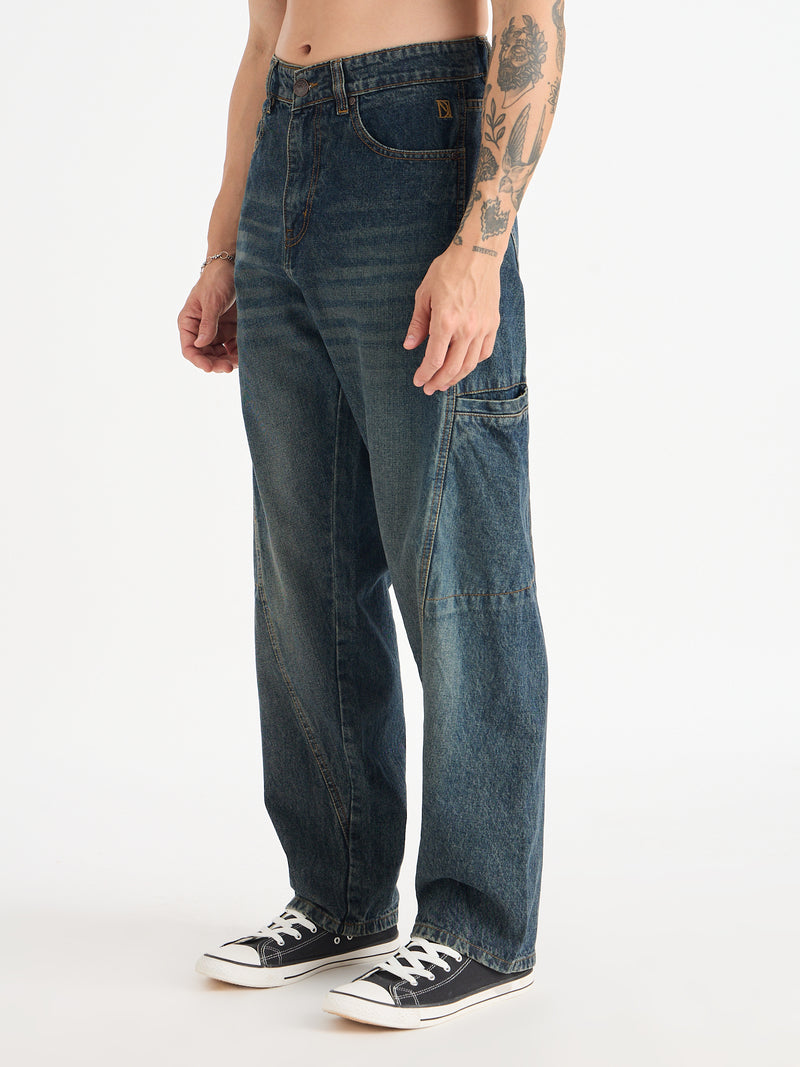 Cut & Sew Baggy Fit Jeans