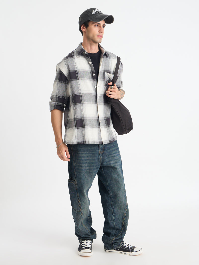 Cut & Sew Baggy Fit Jeans