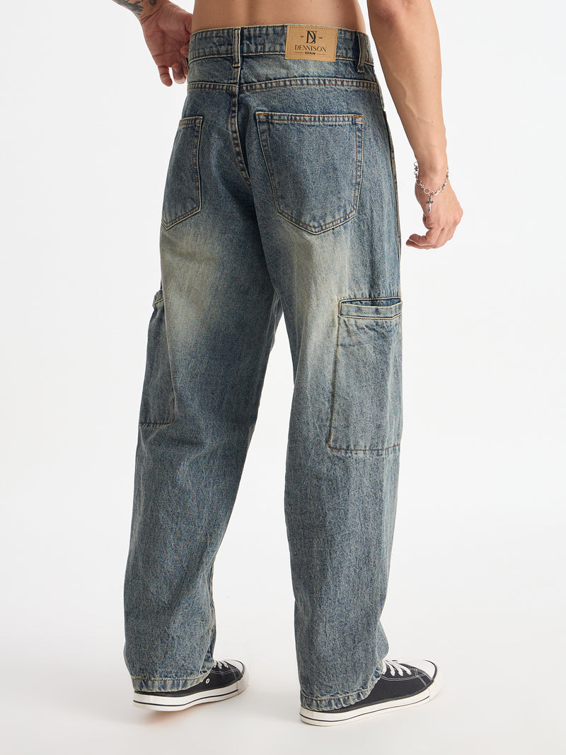 Cut & Sew Baggy Fit Jeans