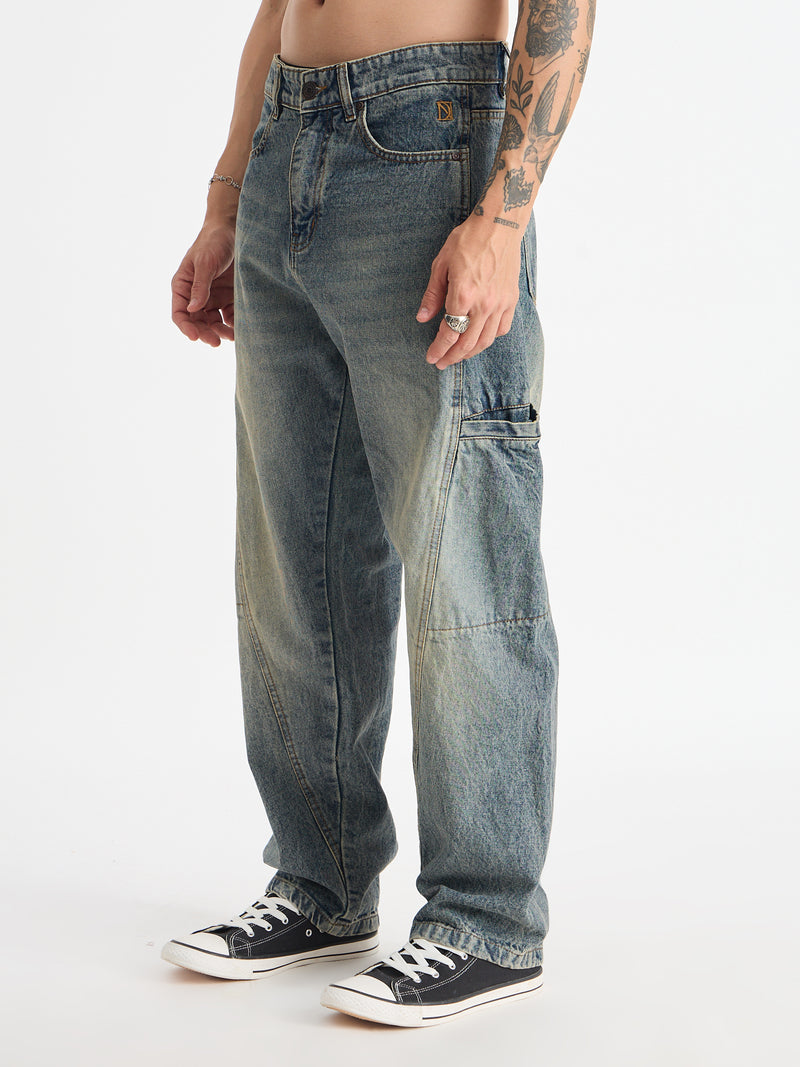 Cut & Sew Baggy Fit Jeans