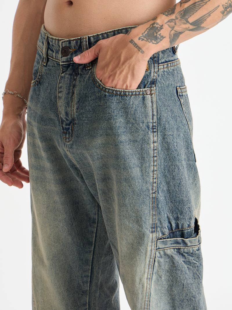 Cut & Sew Baggy Fit Jeans