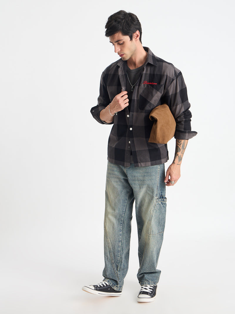 Cut & Sew Baggy Fit Jeans