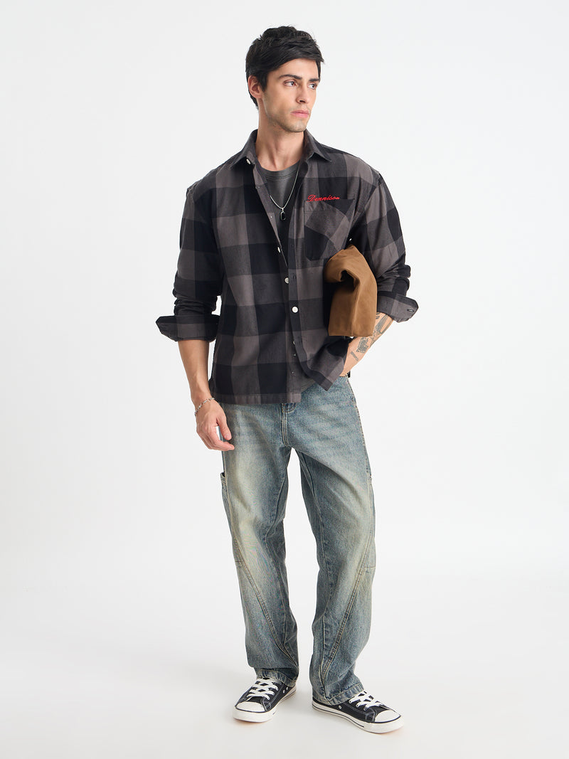 Cut & Sew Baggy Fit Jeans
