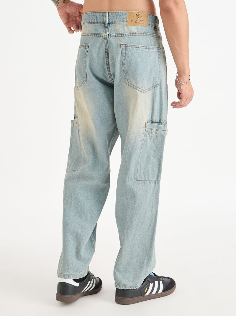 Cut & Sew Baggy Fit Jeans