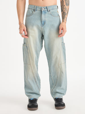 Cut & Sew Baggy Fit Jeans