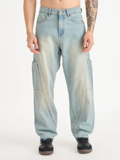 Cut & Sew Baggy Fit Jeans