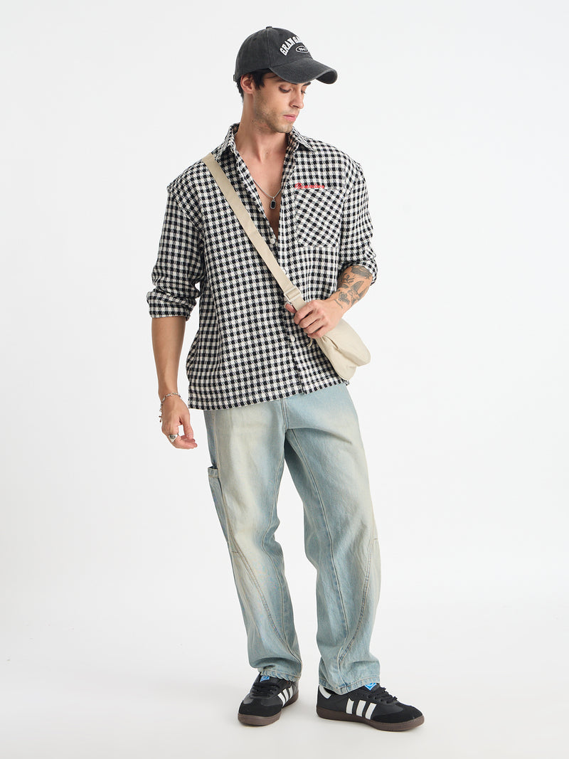 Cut & Sew Baggy Fit Jeans