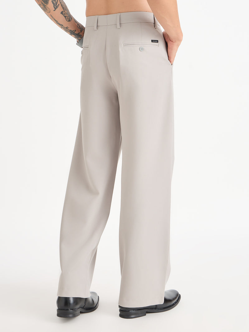 Wide Leg Single Pleat Trousers