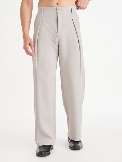 Wide Leg Single Pleat Trousers