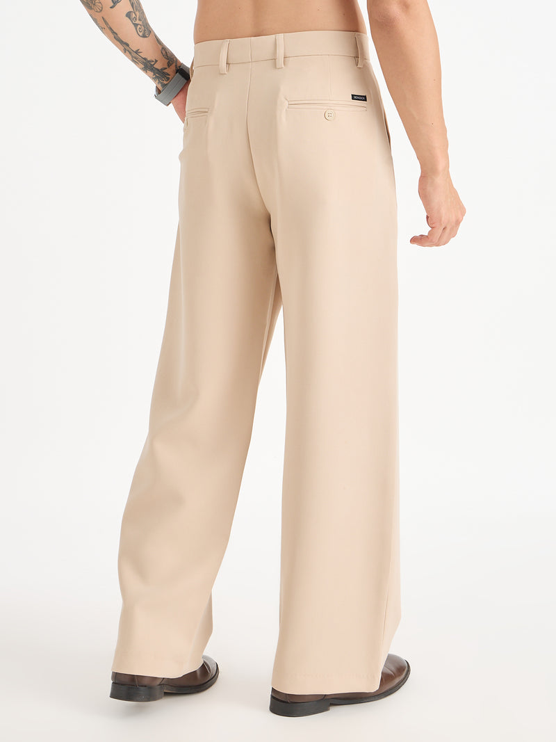 Wide Leg Single Pleat Trousers