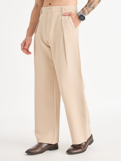 Wide Leg Single Pleat Trousers