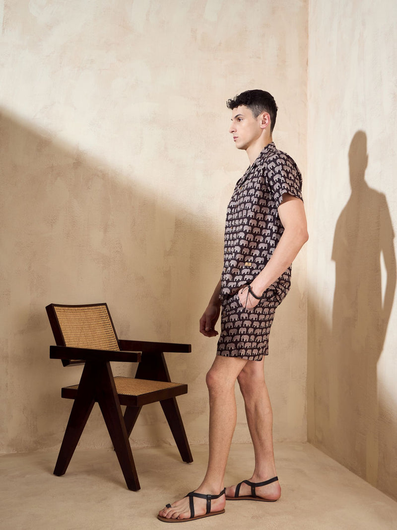 Men's Block Printed Coord Set | Printed Shirt With Shorts