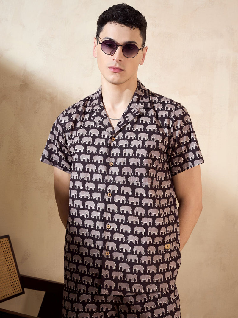 Men's Block Printed Coord Set | Printed Shirt With Shorts