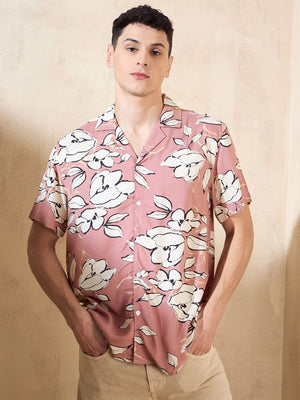 Pink: Half Sleeves Cotton Printed Shirt
