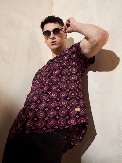 Black & Pink: Half Sleeves Printed Shirt