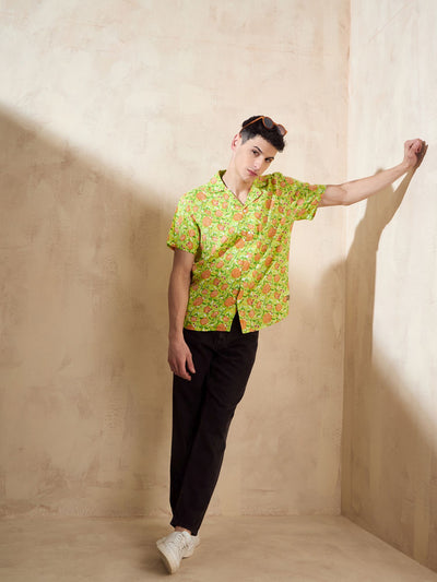 Lime Green Printed Shirt