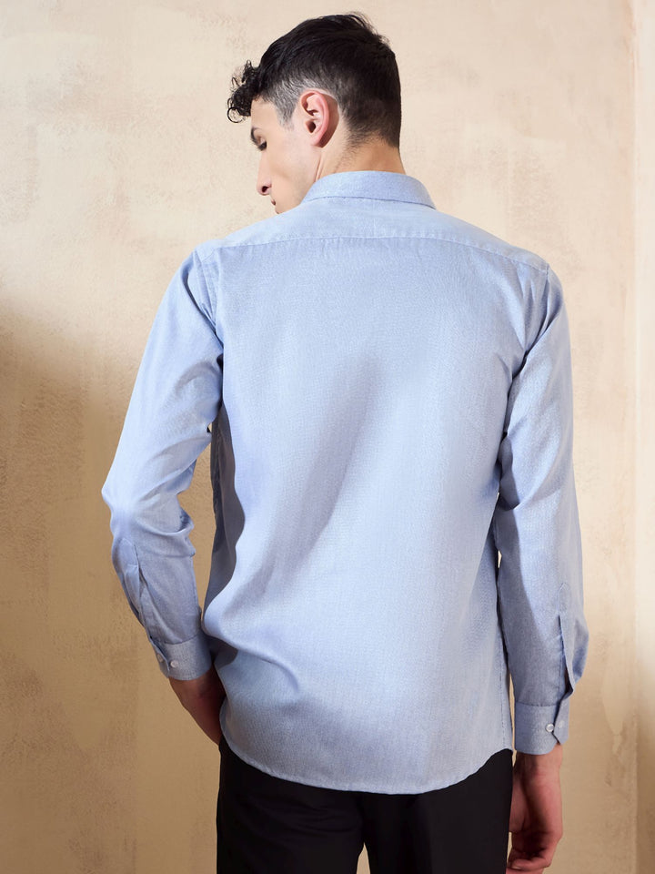 Blue: Spread Collar Shirt