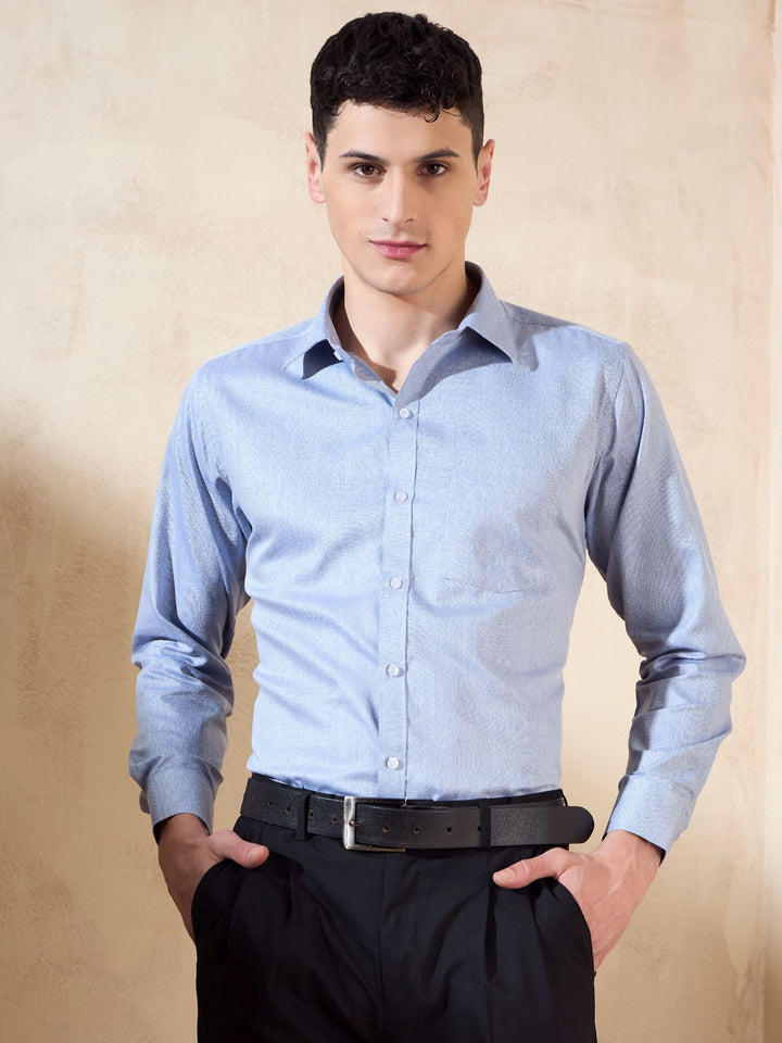 Blue: Spread Collar Shirt