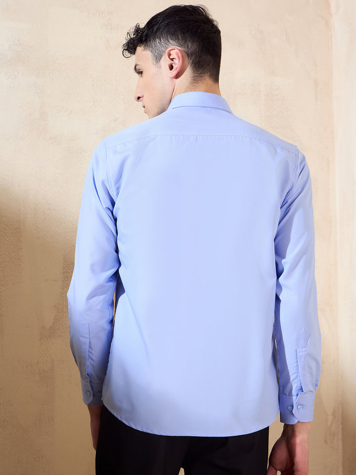 Sky Blue: Spread Collar Shirt