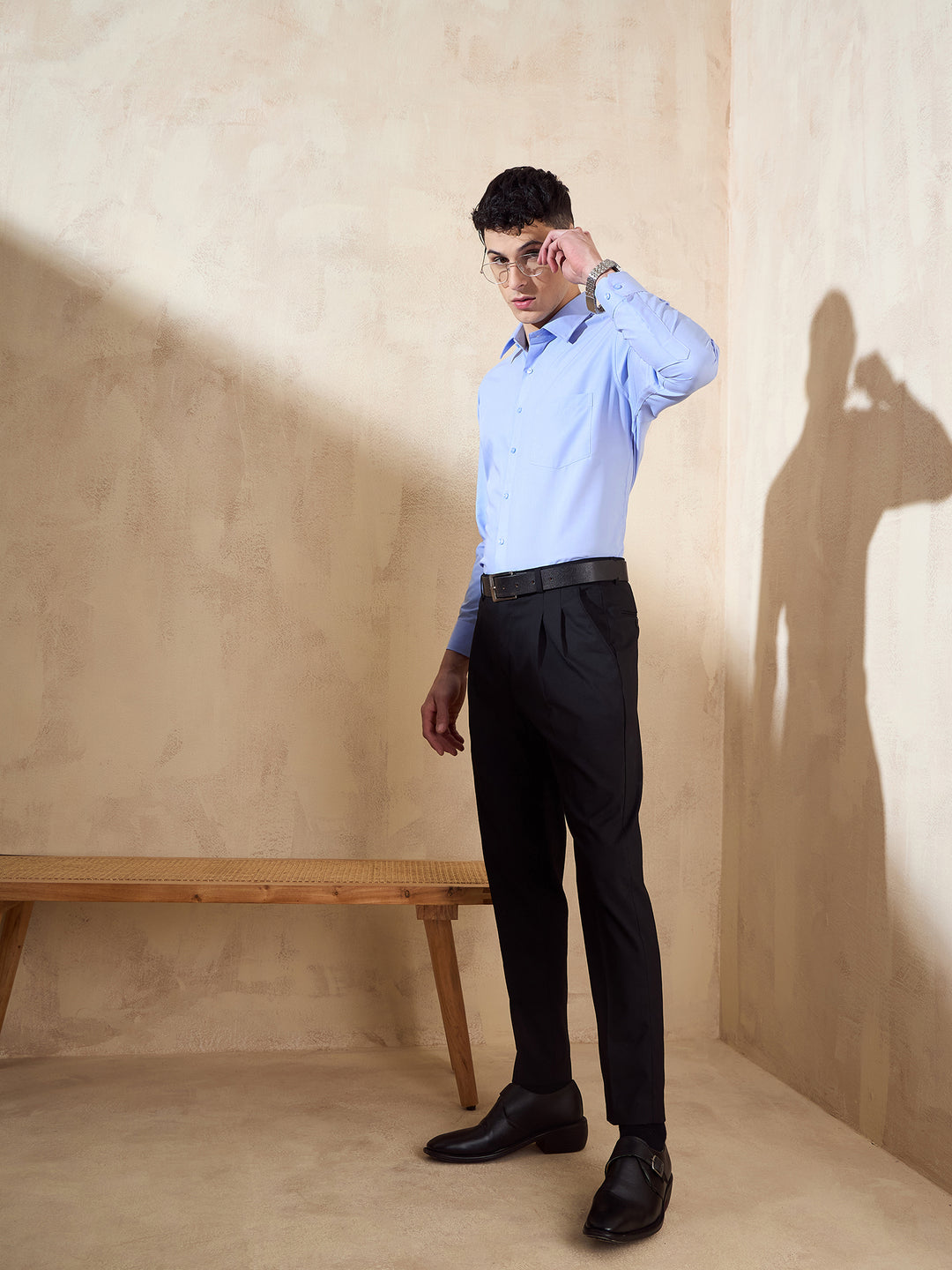 Sky Blue: Spread Collar Shirt
