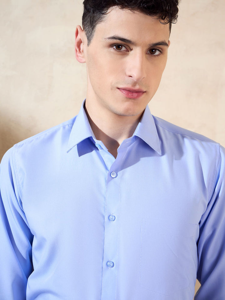 Sky Blue: Spread Collar Shirt