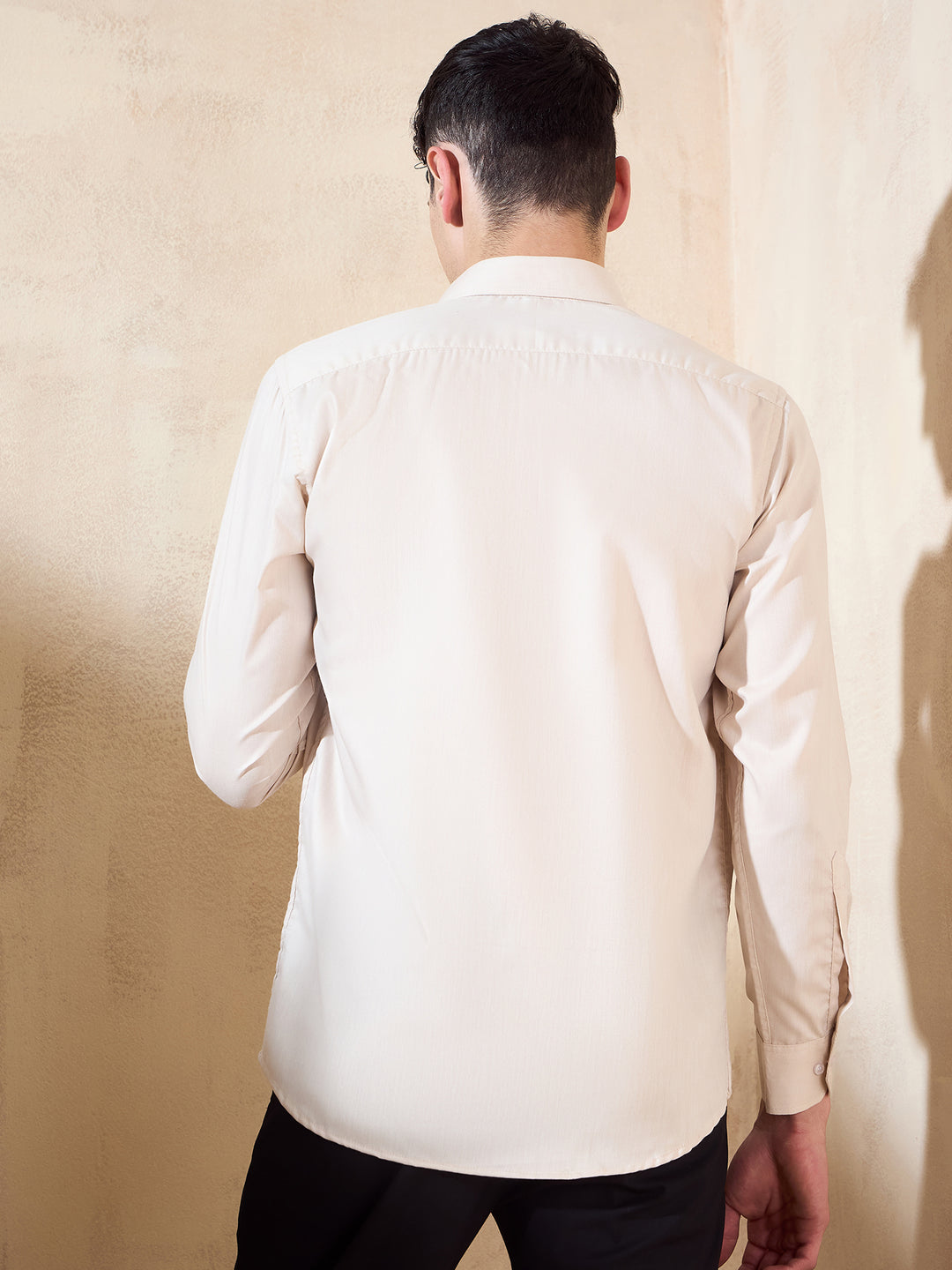 Beige: Spread Collar Shirt
