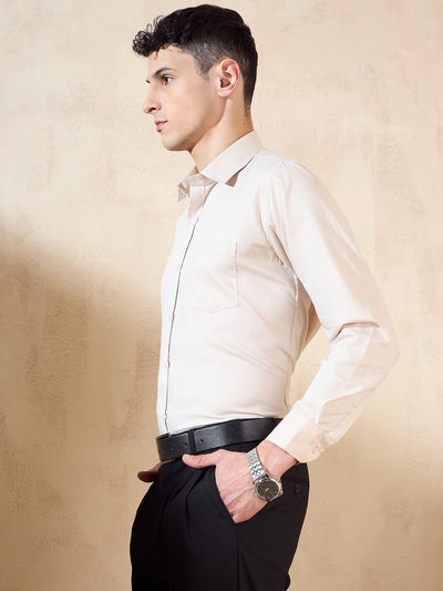 Beige: Spread Collar Shirt