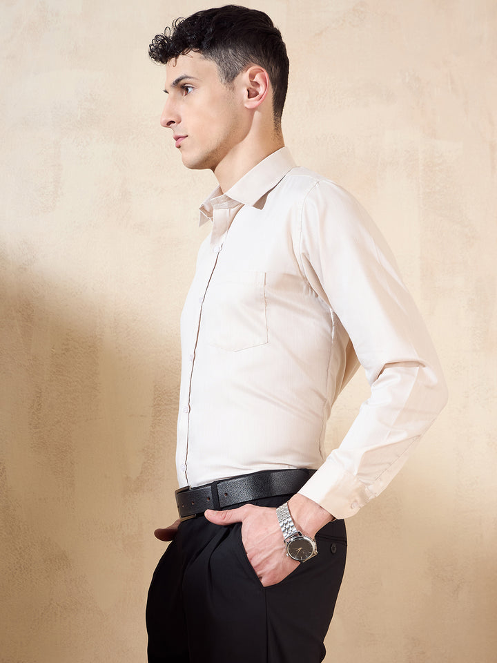 Beige: Spread Collar Shirt