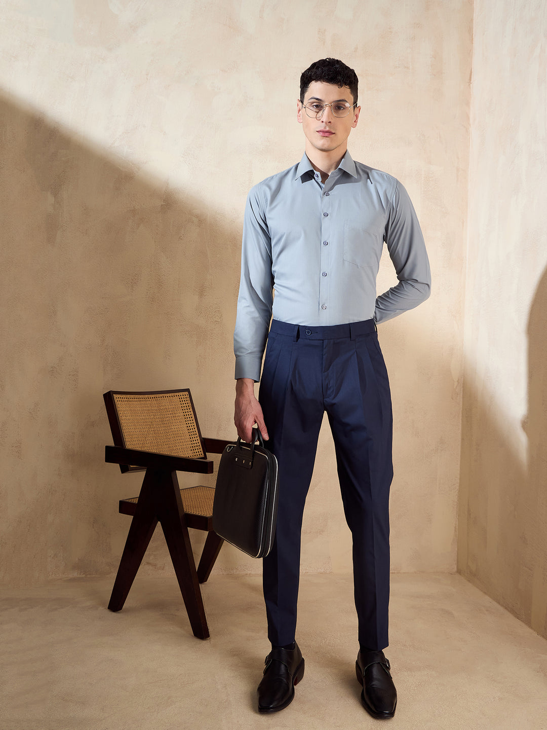 Grey: Spread Collar Shirt