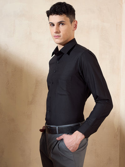 Black: Spread Collar Shirt